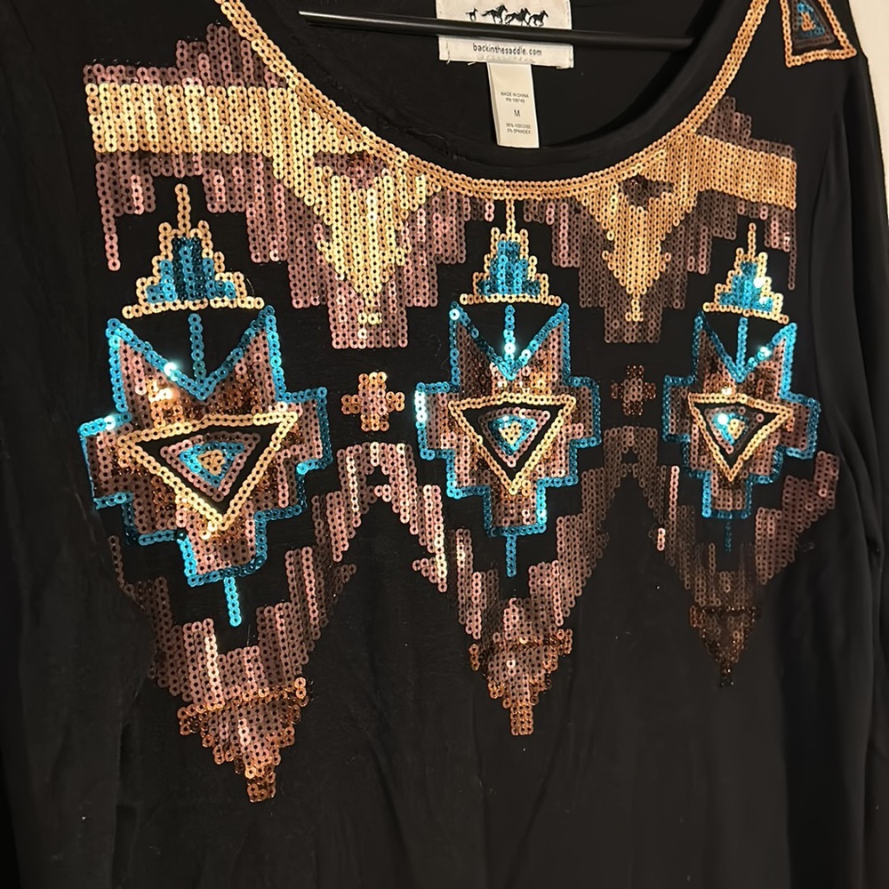 Back in the Saddle Blouse M Black/Multi - Picture 3 of 5